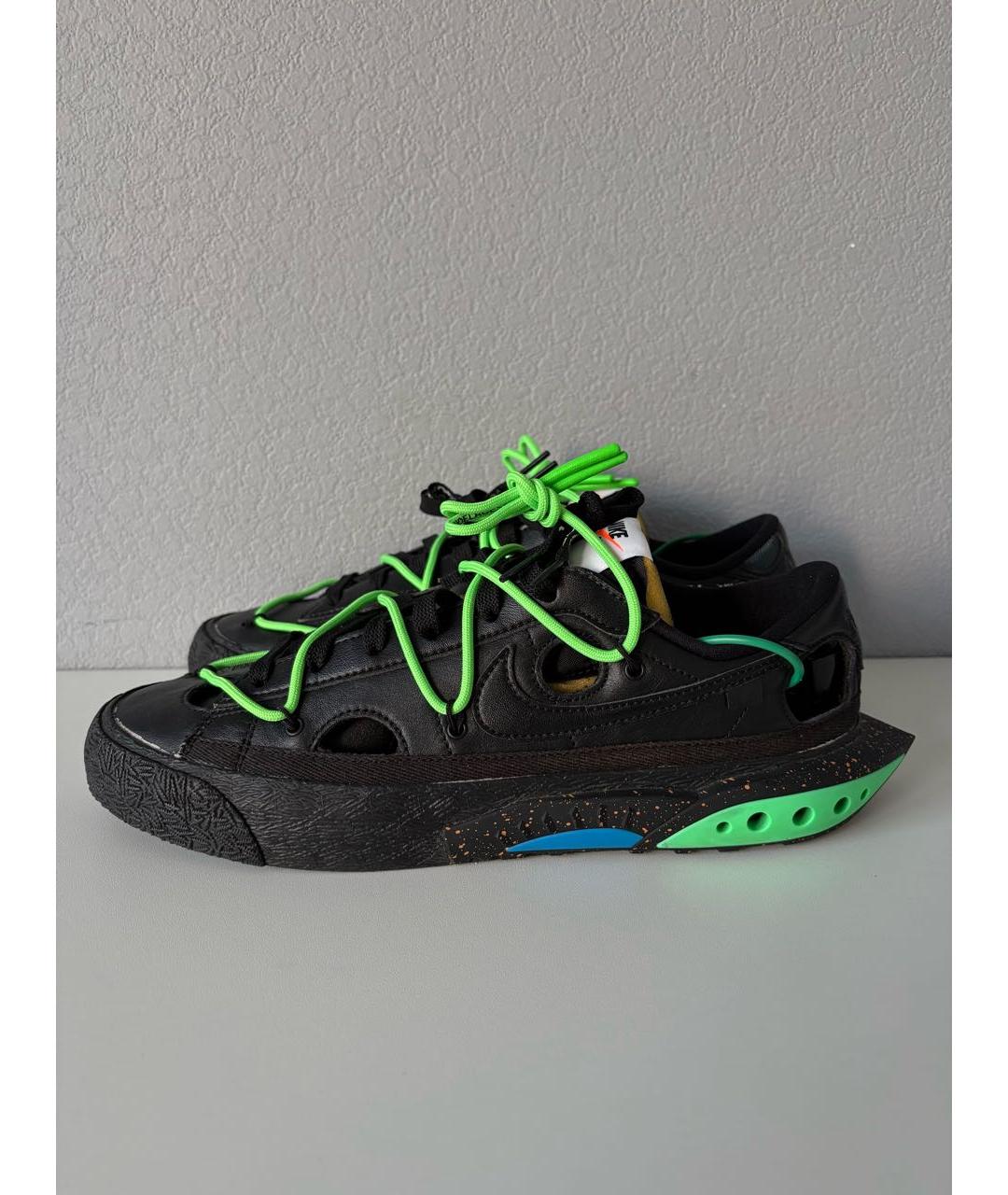 NIKE X OFF-WHITE Черные кожаные низкие кроссовки / кеды, фото 3