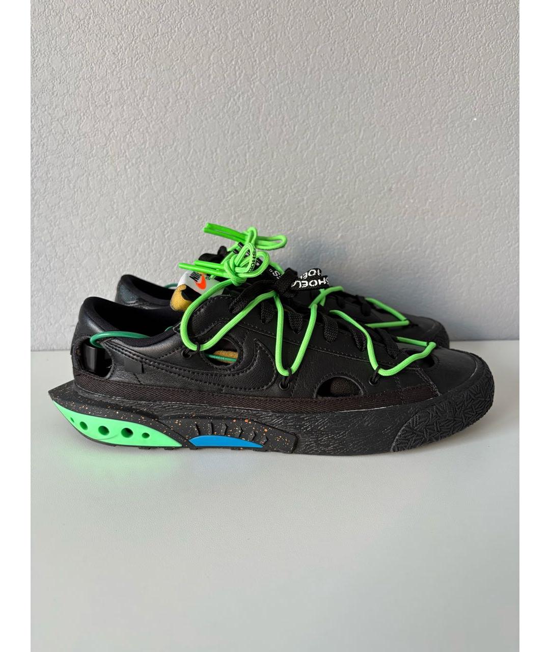 NIKE X OFF-WHITE Черные кожаные низкие кроссовки / кеды, фото 4