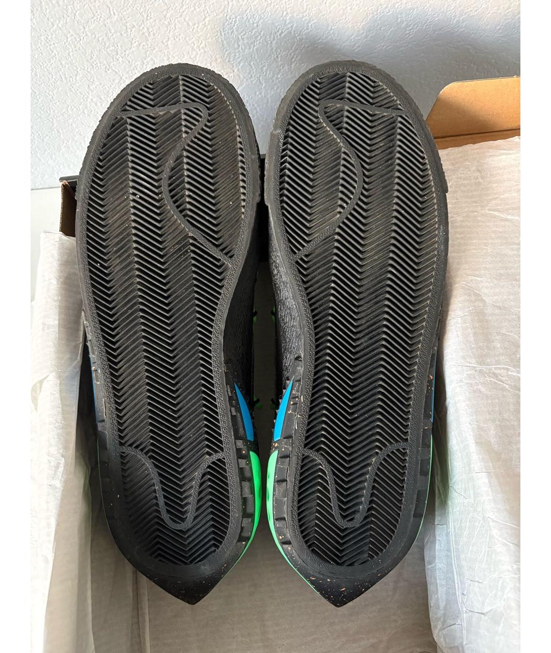 NIKE X OFF-WHITE Черные кожаные низкие кроссовки / кеды, фото 7