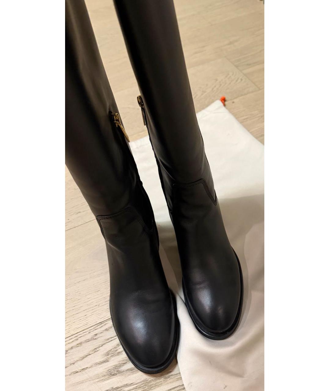 SANTONI Черные кожаные сапоги, фото 4