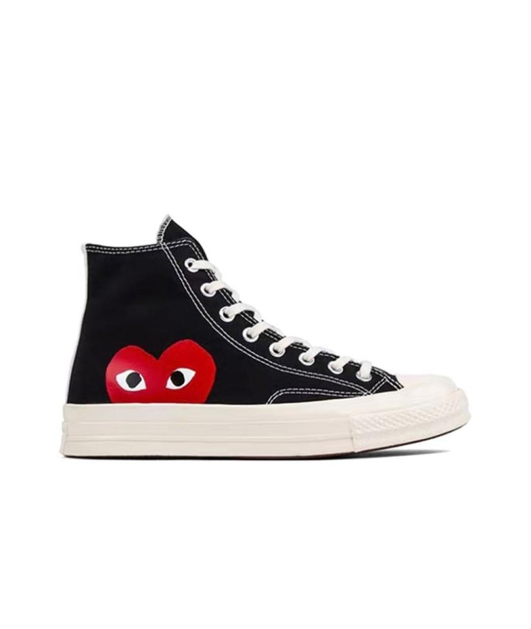 COMME DES GARÇONS PLAY Черные текстильные высокие кроссовки / кеды, фото 9