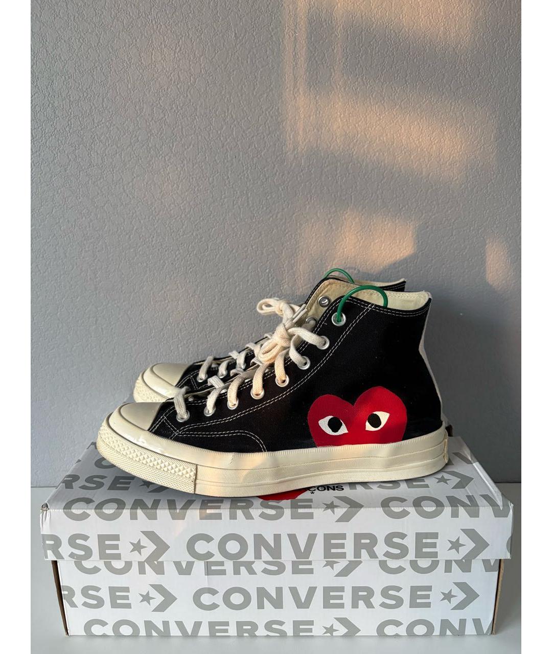 COMME DES GARÇONS PLAY Черные текстильные высокие кроссовки / кеды, фото 3