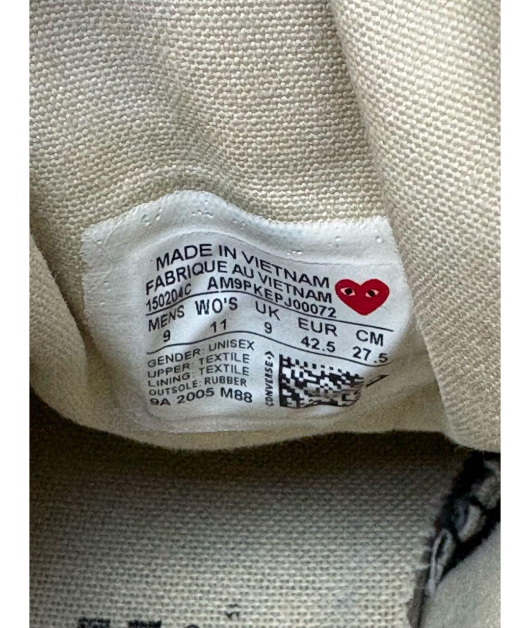 COMME DES GARÇONS PLAY Черные текстильные высокие кроссовки / кеды, фото 8