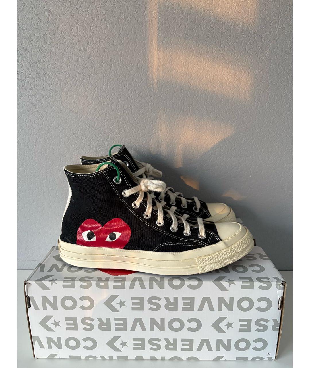 COMME DES GARÇONS PLAY Черные текстильные высокие кроссовки / кеды, фото 4