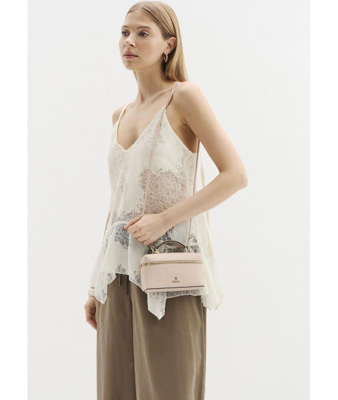FURLA Бежевая кожаная сумка через плечо, фото 5
