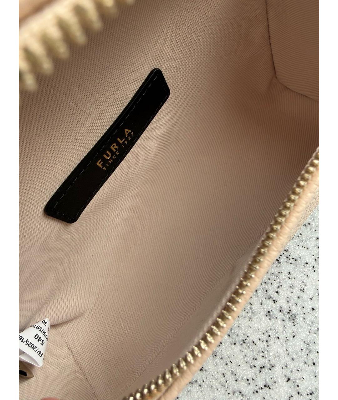 FURLA Бежевая кожаная сумка через плечо, фото 4