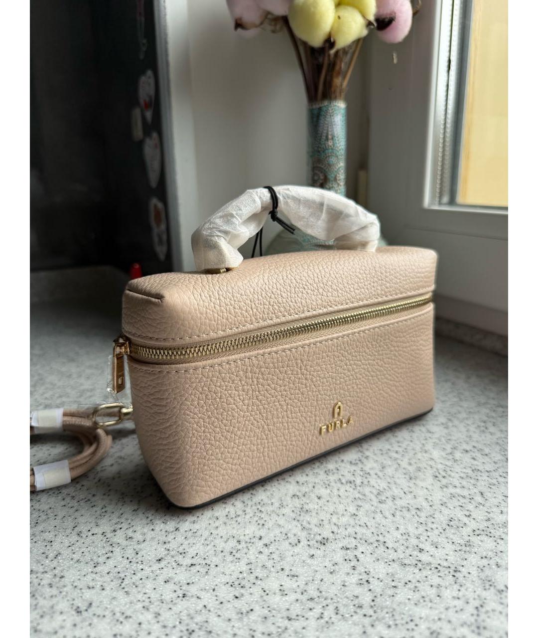 FURLA Бежевая кожаная сумка через плечо, фото 3