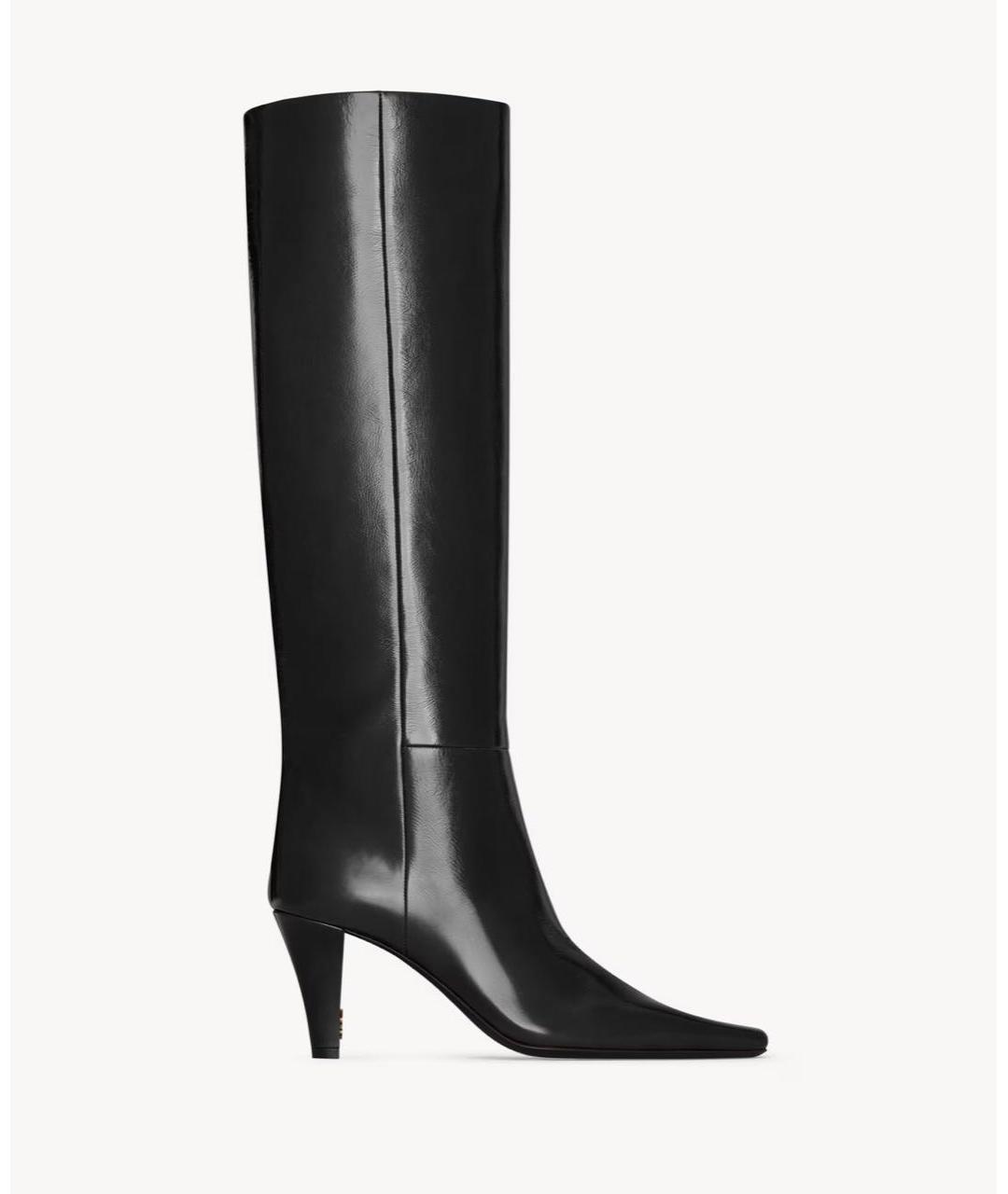 SAINT LAURENT Черные кожаные сапоги, фото 9
