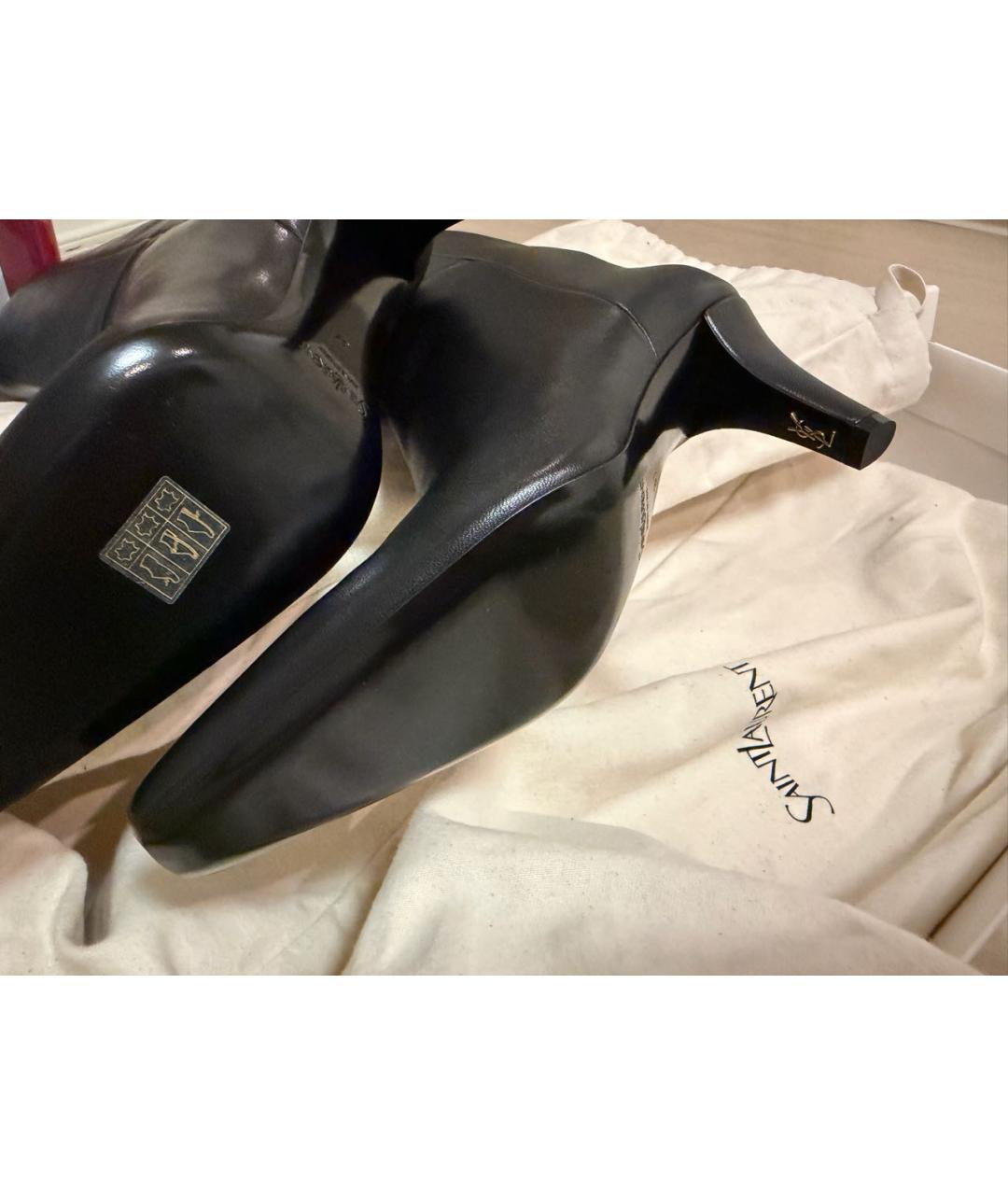 SAINT LAURENT Черные кожаные сапоги, фото 7