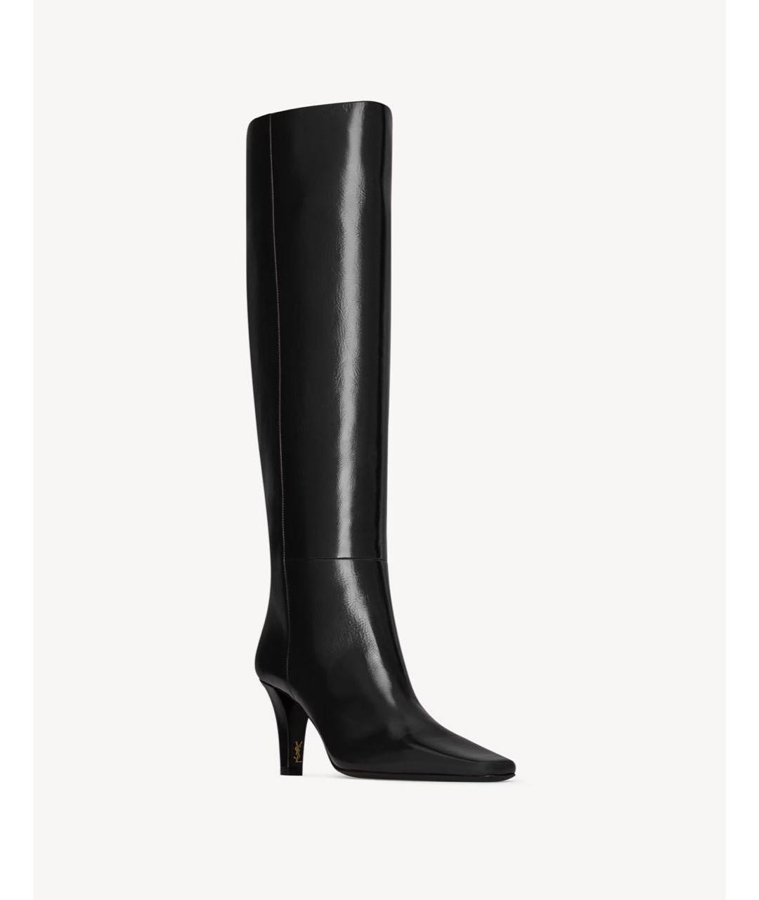 SAINT LAURENT Черные кожаные сапоги, фото 4