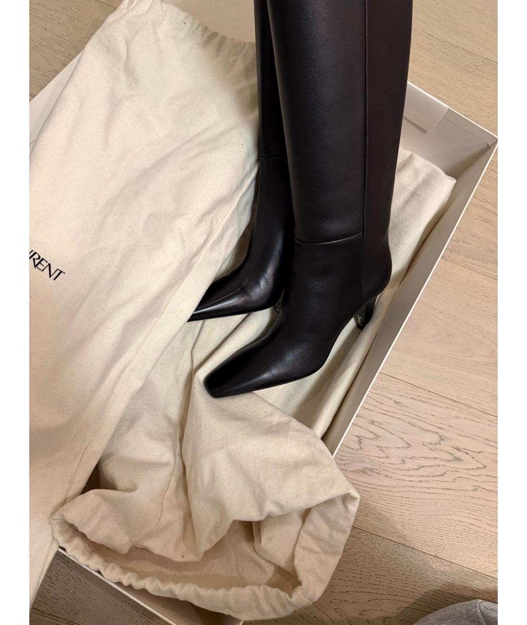 SAINT LAURENT Черные кожаные сапоги, фото 8