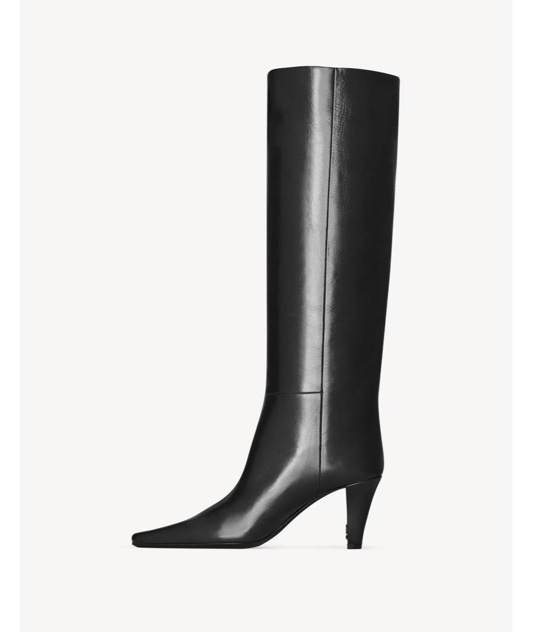 SAINT LAURENT Черные кожаные сапоги, фото 3
