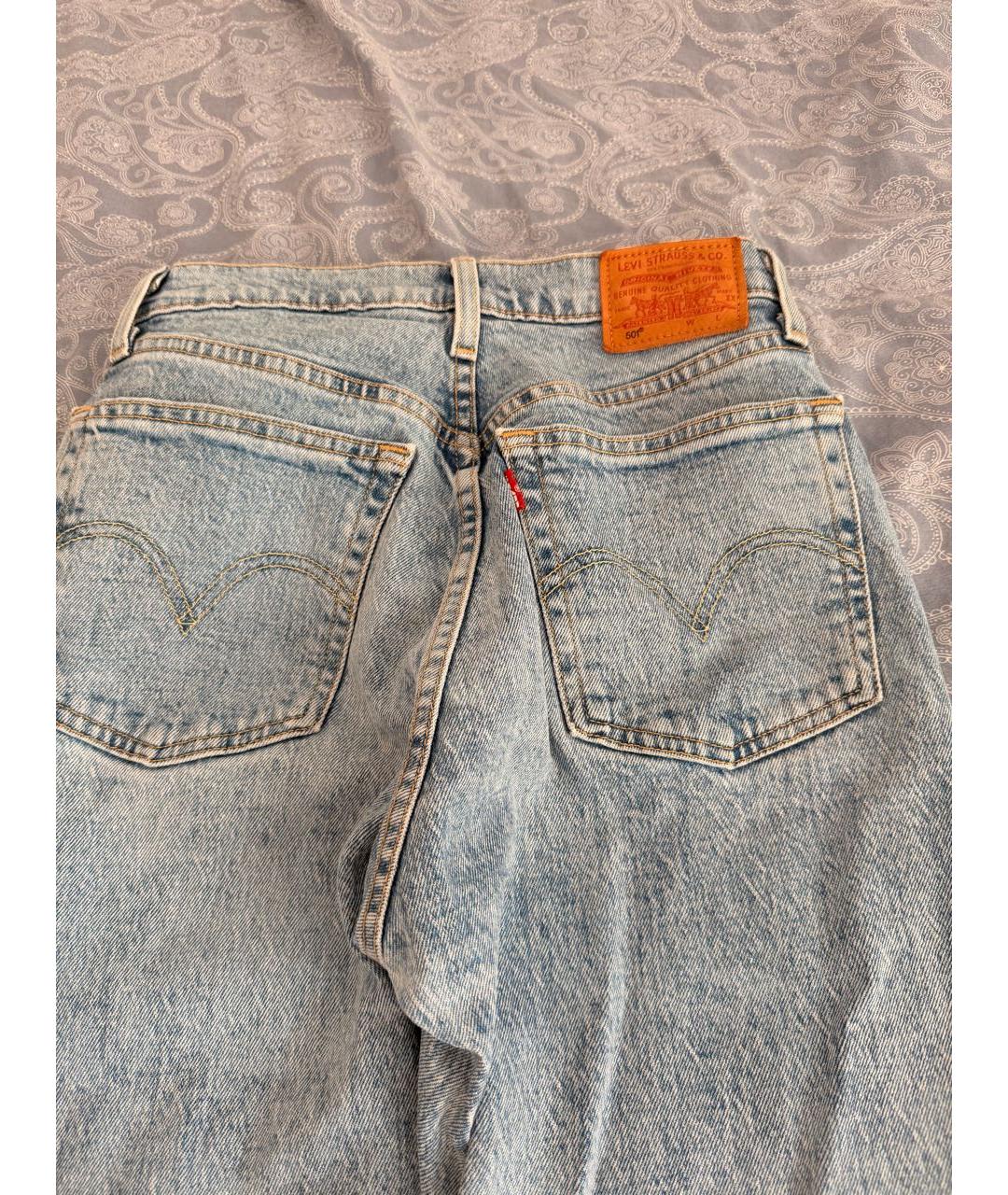 LEVI'S Голубые хлопковые прямые джинсы, фото 6