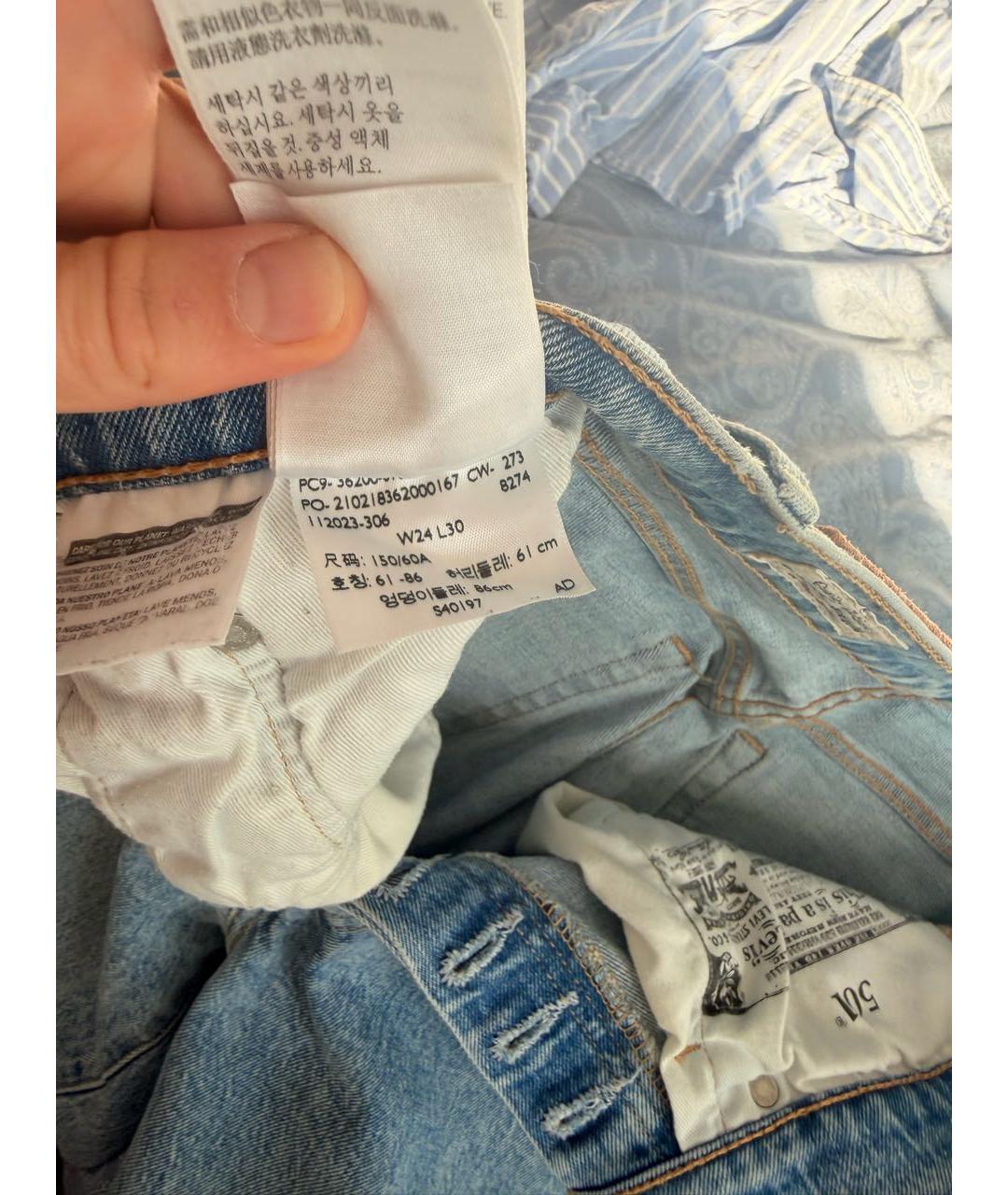 LEVI'S Голубые хлопковые прямые джинсы, фото 3