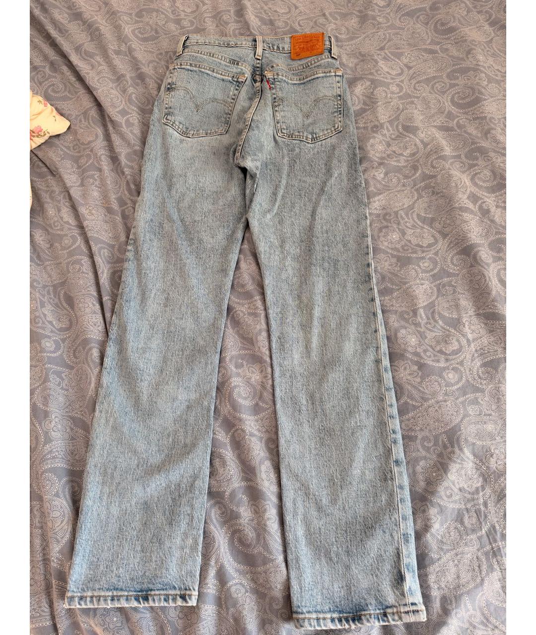 LEVI'S Голубые хлопковые прямые джинсы, фото 2
