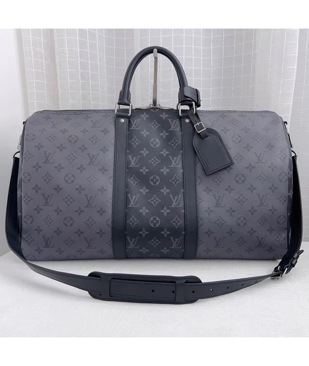 LOUIS VUITTON Черная кожаная дорожная/спортивная сумка, фото 9