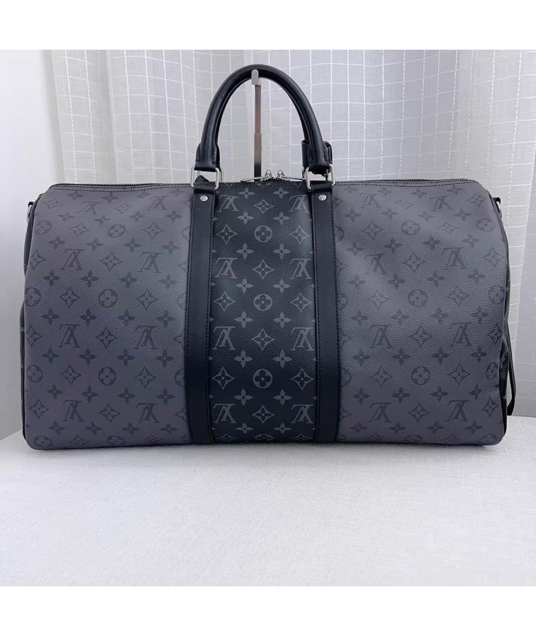 LOUIS VUITTON Черная кожаная дорожная/спортивная сумка, фото 2