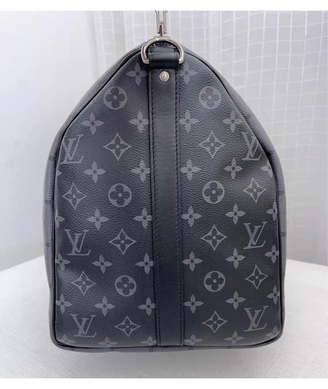 LOUIS VUITTON Черная кожаная дорожная/спортивная сумка, фото 4