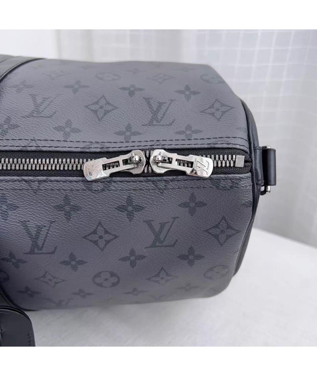 LOUIS VUITTON Черная кожаная дорожная/спортивная сумка, фото 7