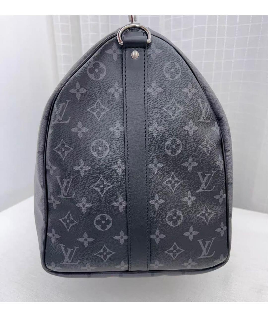 LOUIS VUITTON Черная кожаная дорожная/спортивная сумка, фото 5