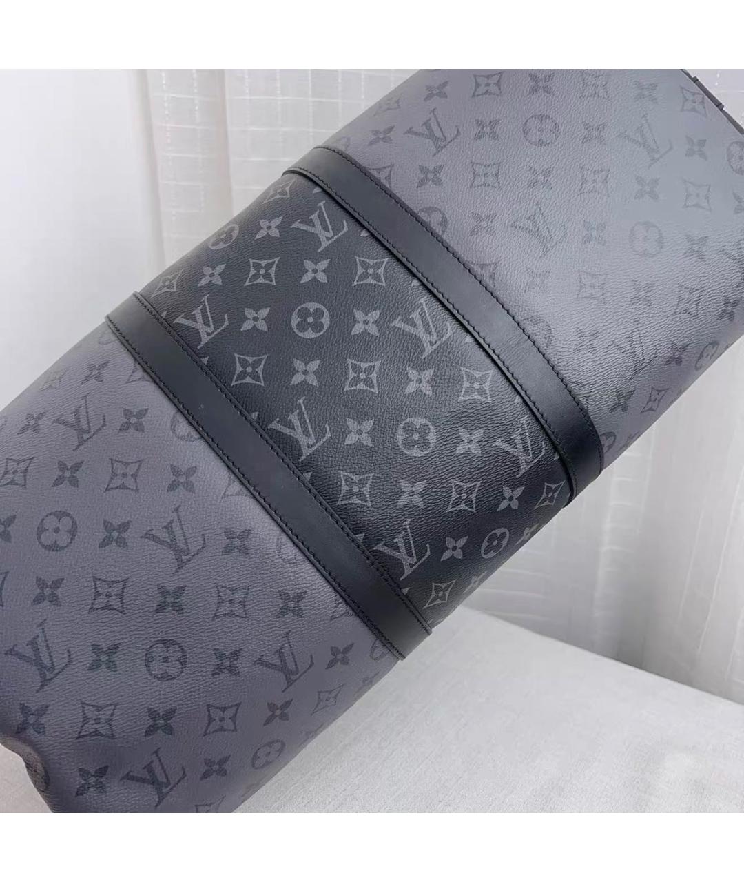 LOUIS VUITTON Черная кожаная дорожная/спортивная сумка, фото 3