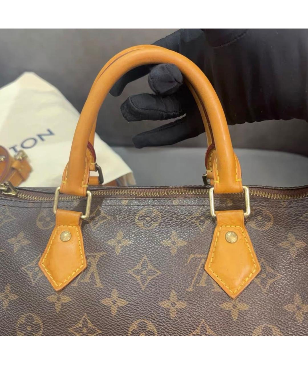 LOUIS VUITTON Коричневая кожаная сумка через плечо, фото 4