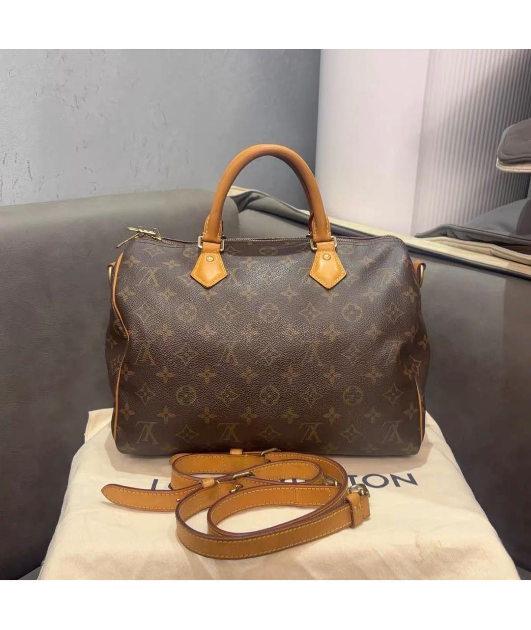 LOUIS VUITTON Коричневая кожаная сумка через плечо, фото 9
