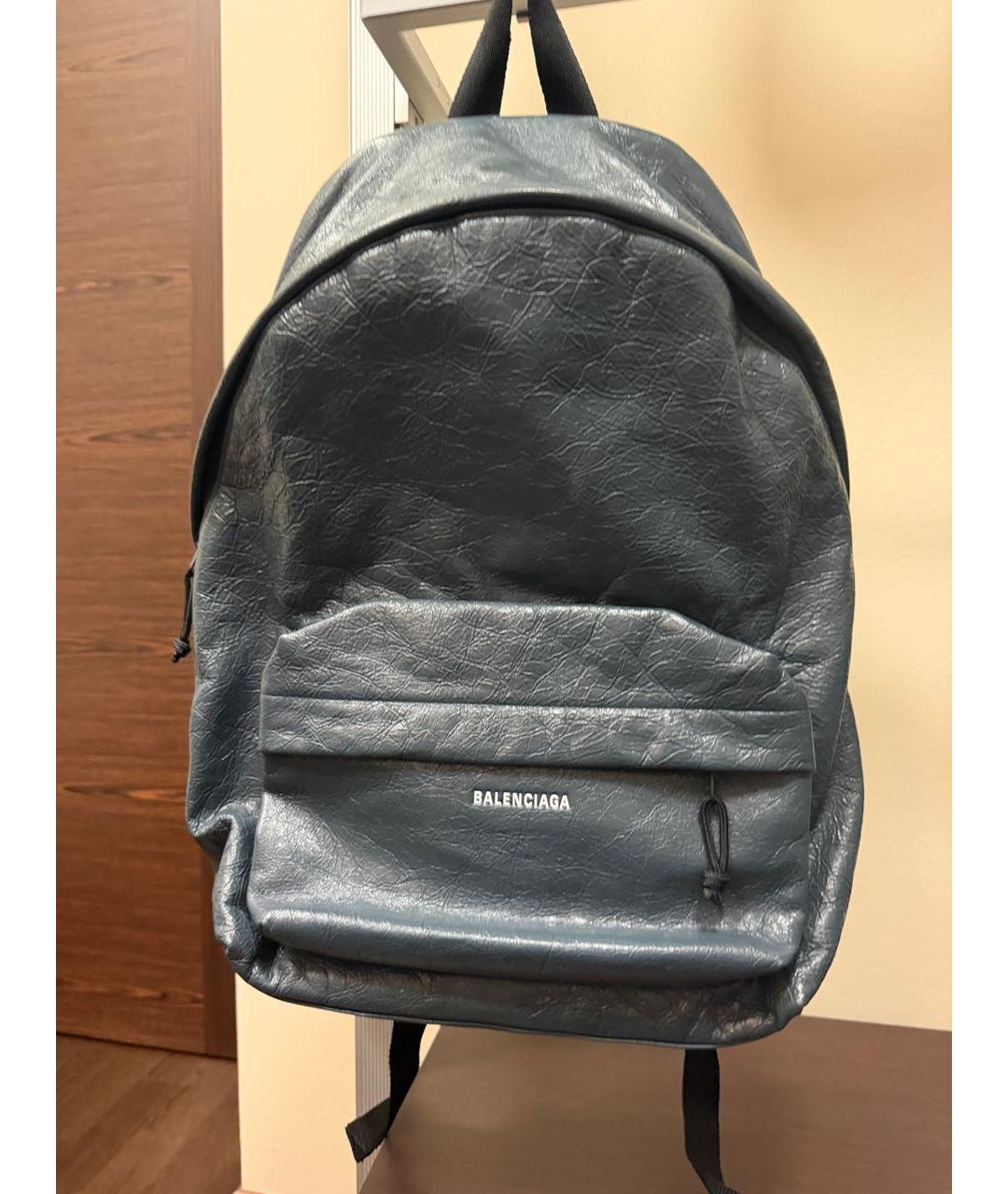 BALENCIAGA Темно-синий кожаный рюкзак, фото 2