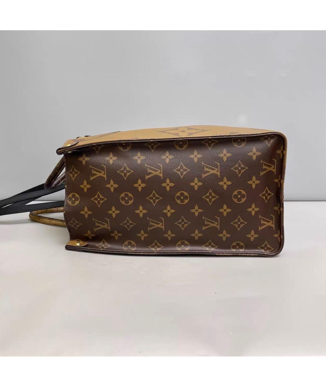 LOUIS VUITTON Коричневая кожаная сумка тоут, фото 4