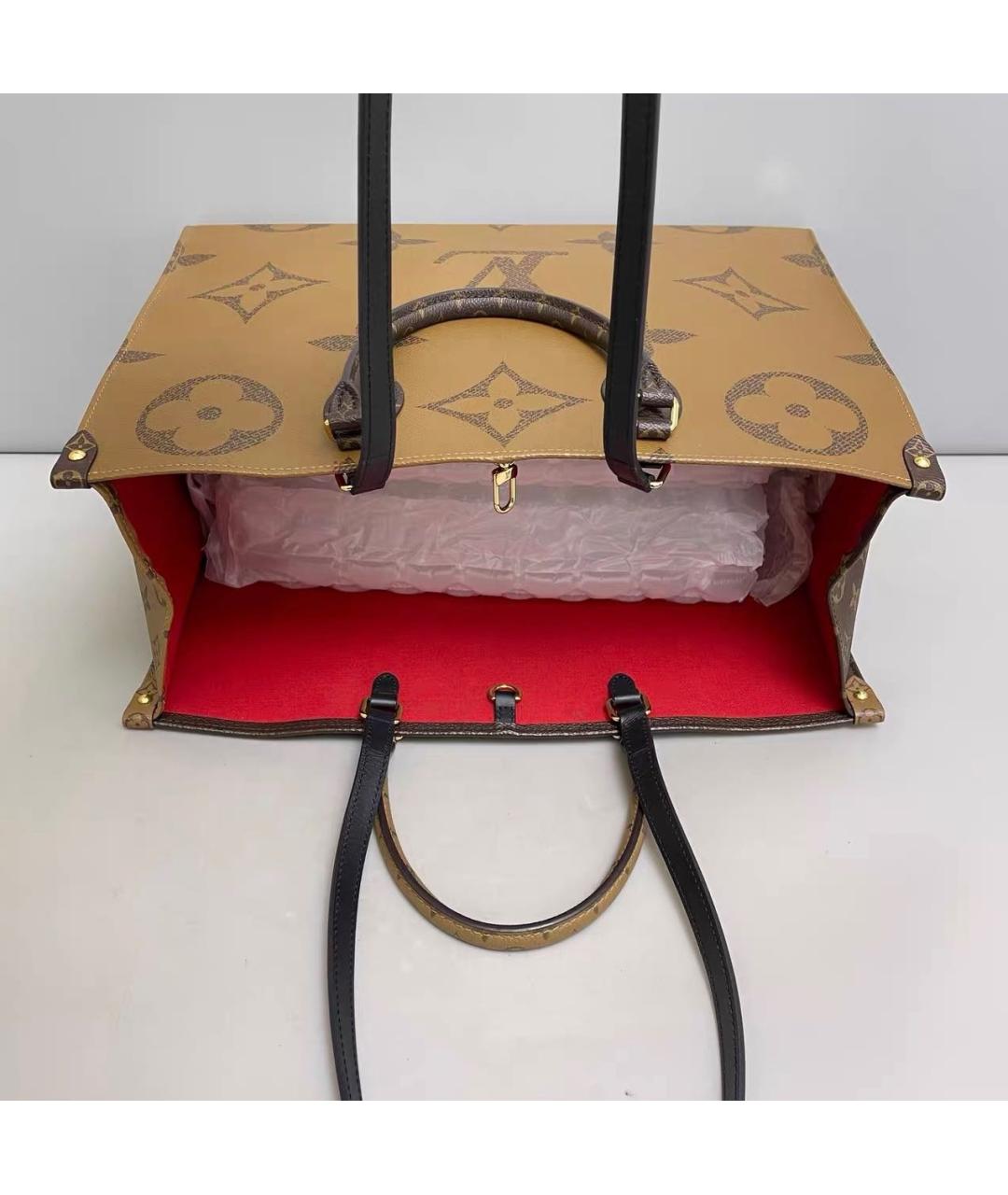 LOUIS VUITTON Коричневая кожаная сумка тоут, фото 7