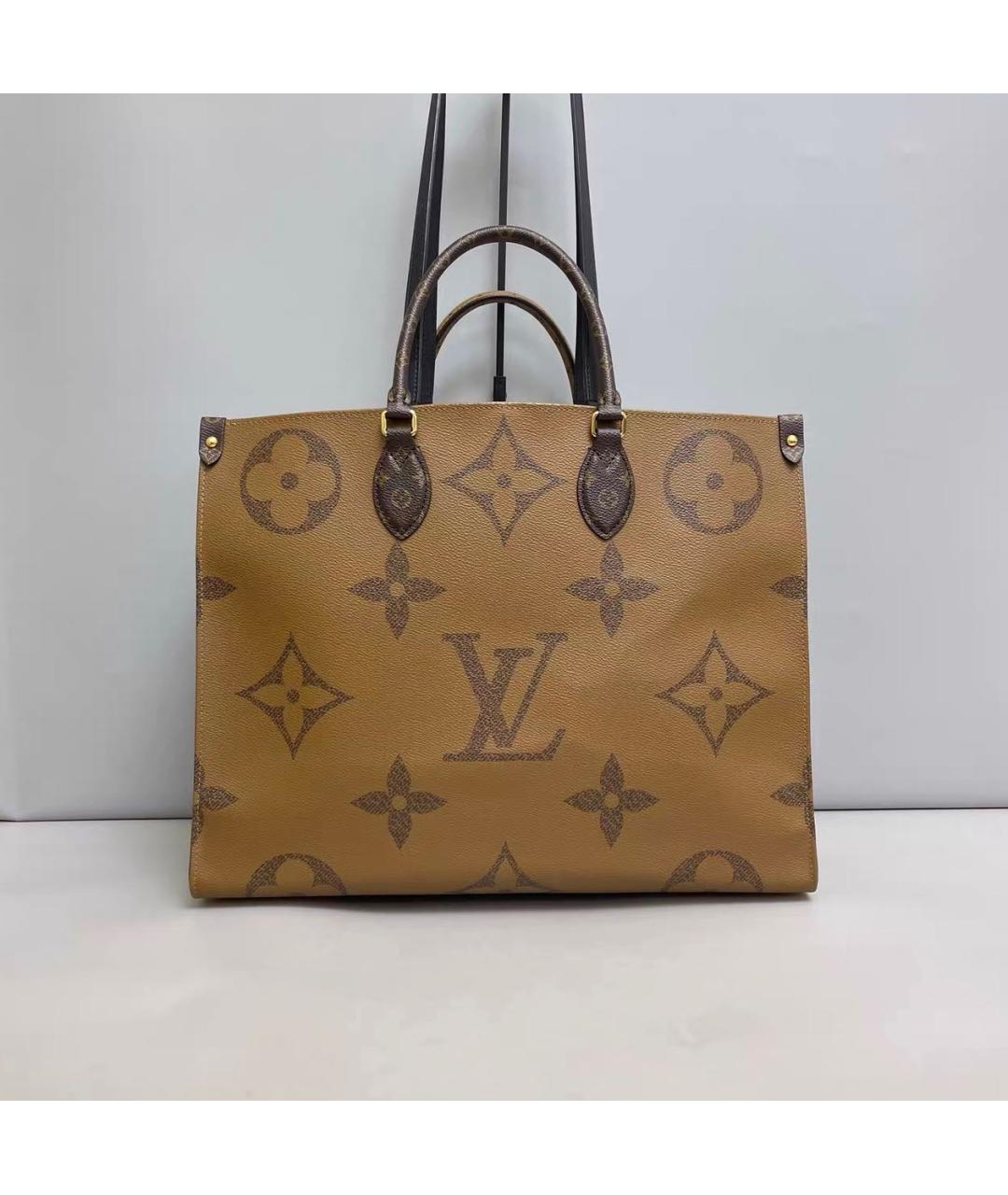 LOUIS VUITTON Коричневая кожаная сумка тоут, фото 9