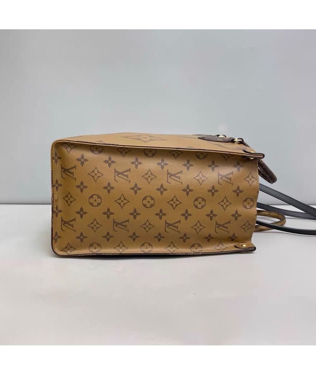 LOUIS VUITTON Коричневая кожаная сумка тоут, фото 3