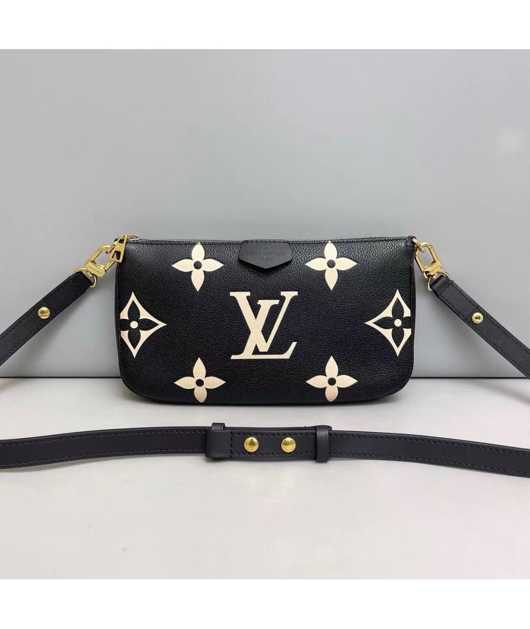 LOUIS VUITTON Черная кожаная сумка через плечо, фото 7