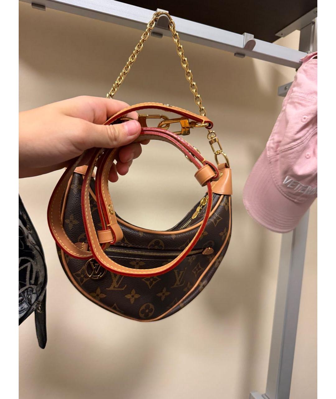 LOUIS VUITTON Коричневая кожаная сумка с короткими ручками, фото 2