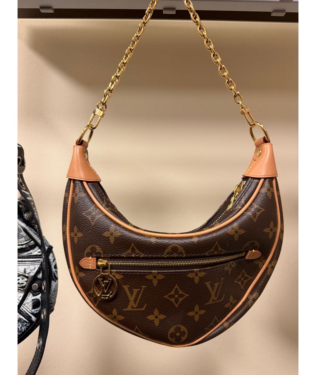 LOUIS VUITTON Коричневая кожаная сумка с короткими ручками, фото 5
