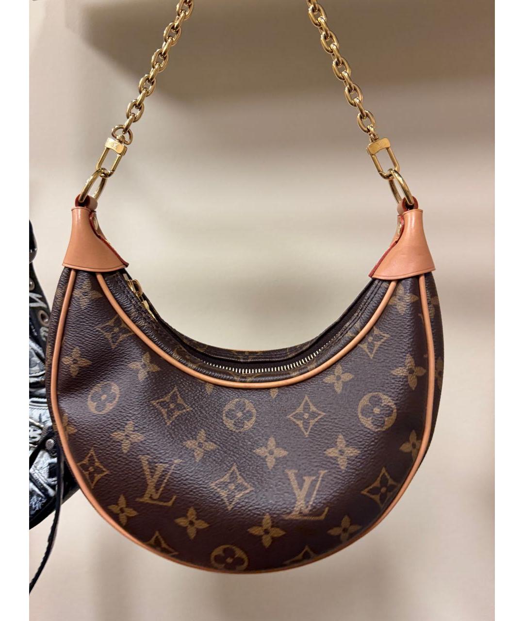 LOUIS VUITTON Коричневая кожаная сумка с короткими ручками, фото 3