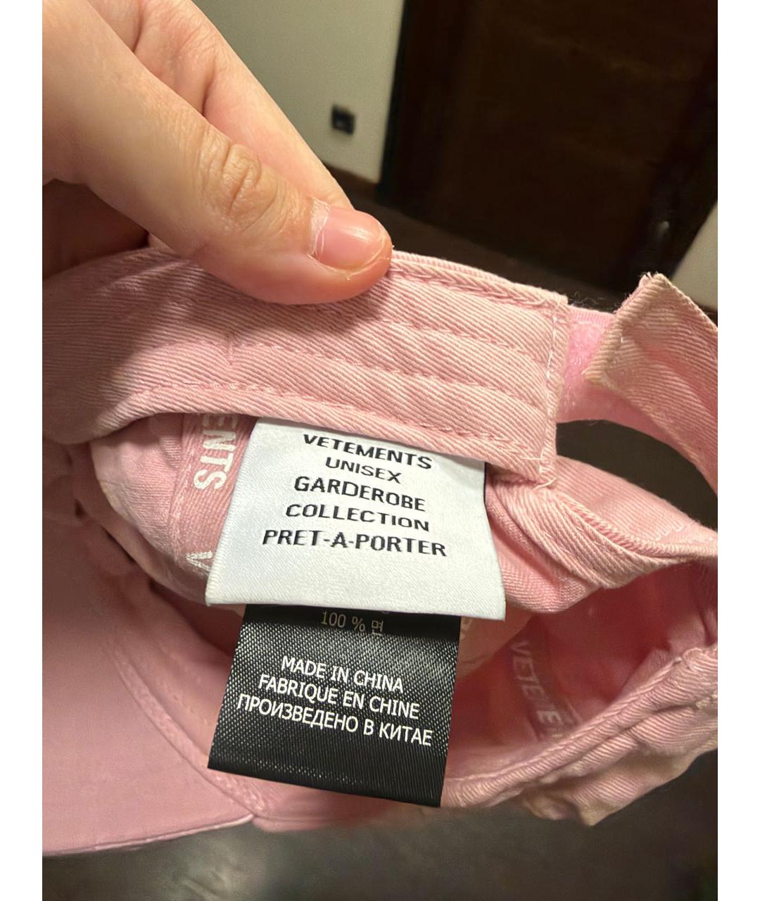 VETEMENTS Розовая хлопковая кепка, фото 3