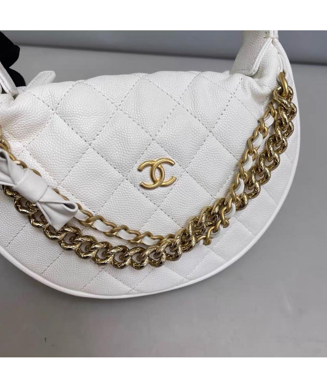 CHANEL Белая кожаная сумка с короткими ручками, фото 8