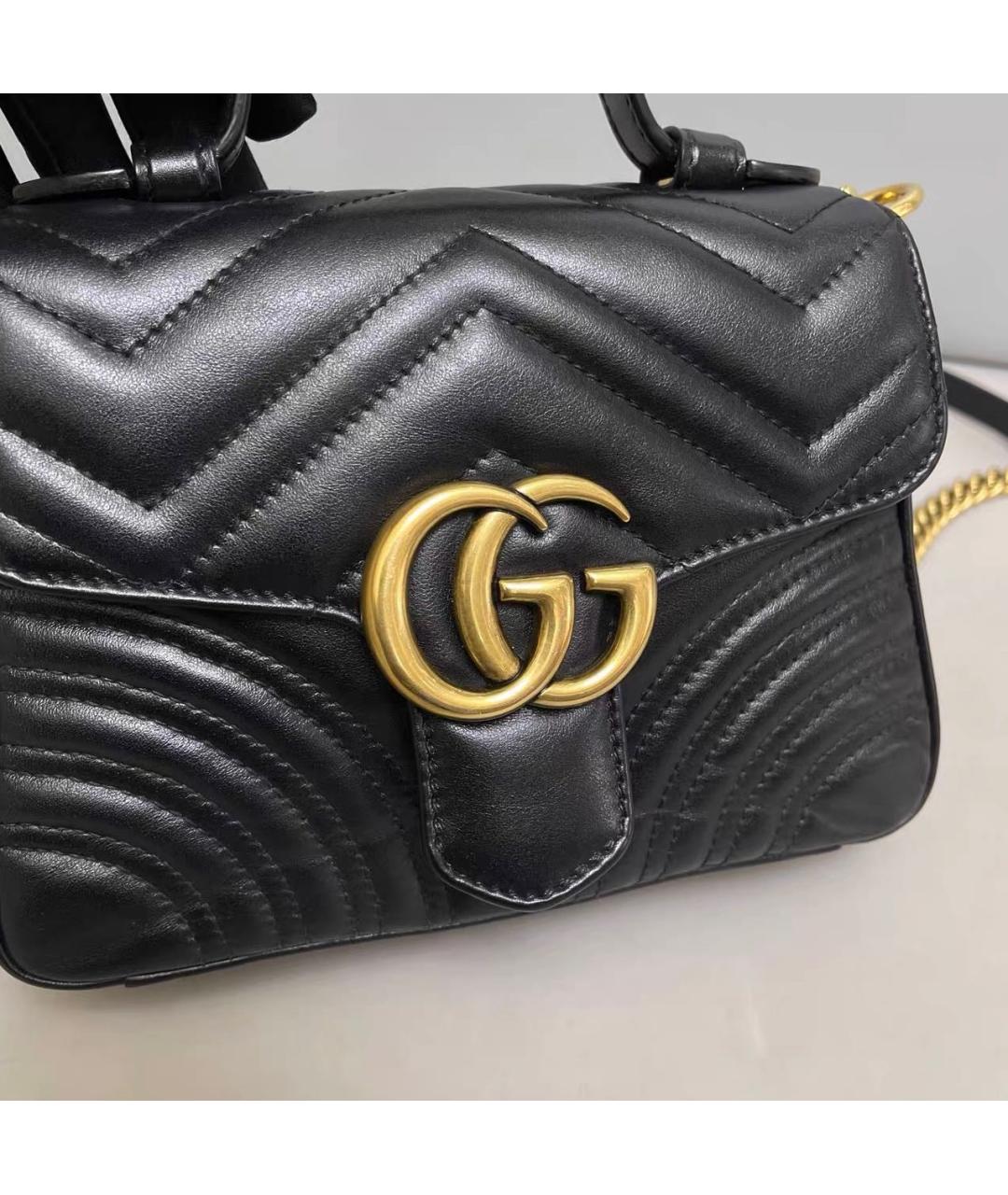 GUCCI Черная кожаная сумка через плечо, фото 7
