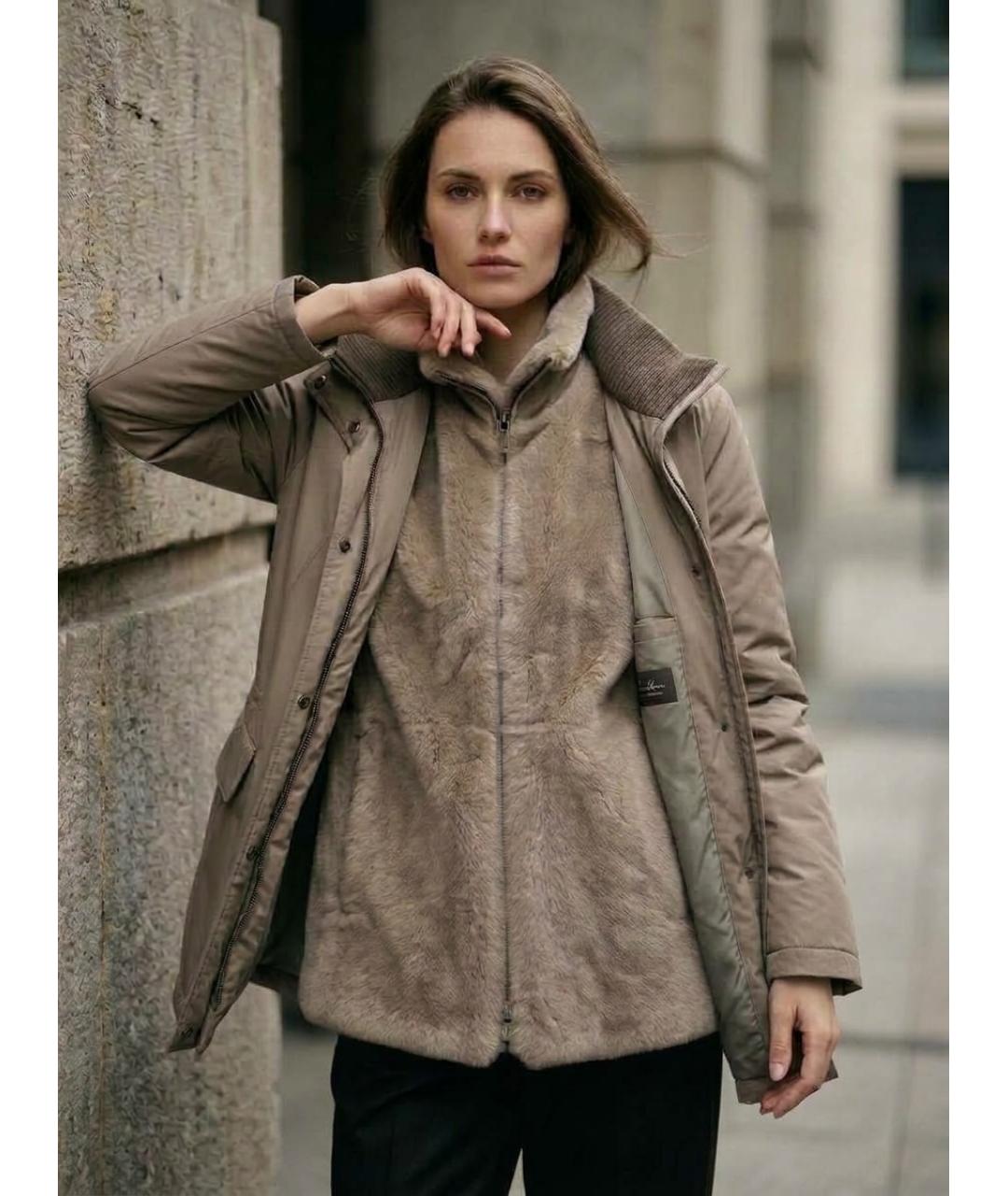 LORO PIANA Бежевая меховая парка, фото 9