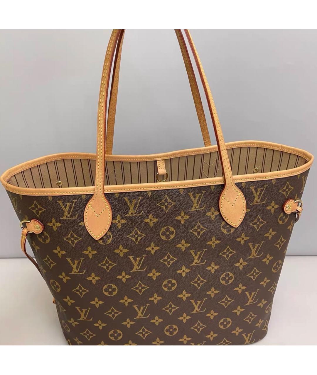 LOUIS VUITTON Коричневая кожаная сумка тоут, фото 7