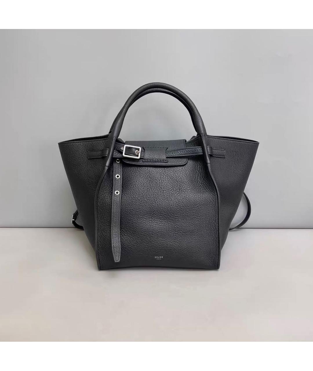 CELINE Черная кожаная сумка тоут, фото 8