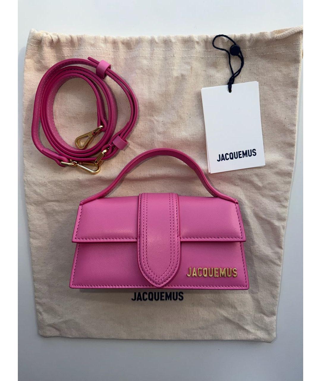 JACQUEMUS Розовая кожаная сумка через плечо, фото 3