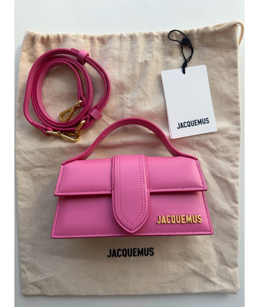 JACQUEMUS Розовая кожаная сумка через плечо, фото 2
