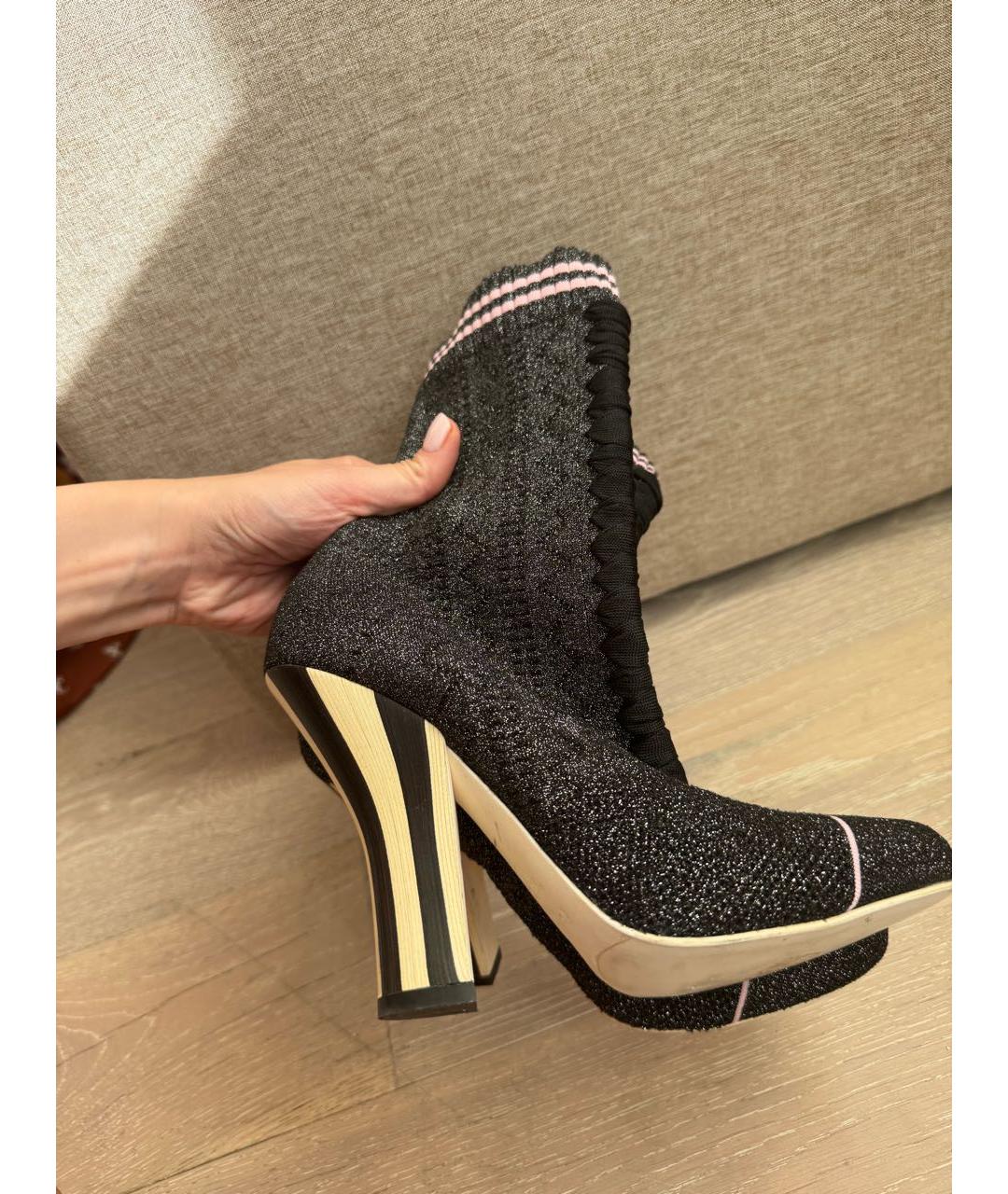 FENDI Серебряные текстильные ботильоны, фото 8