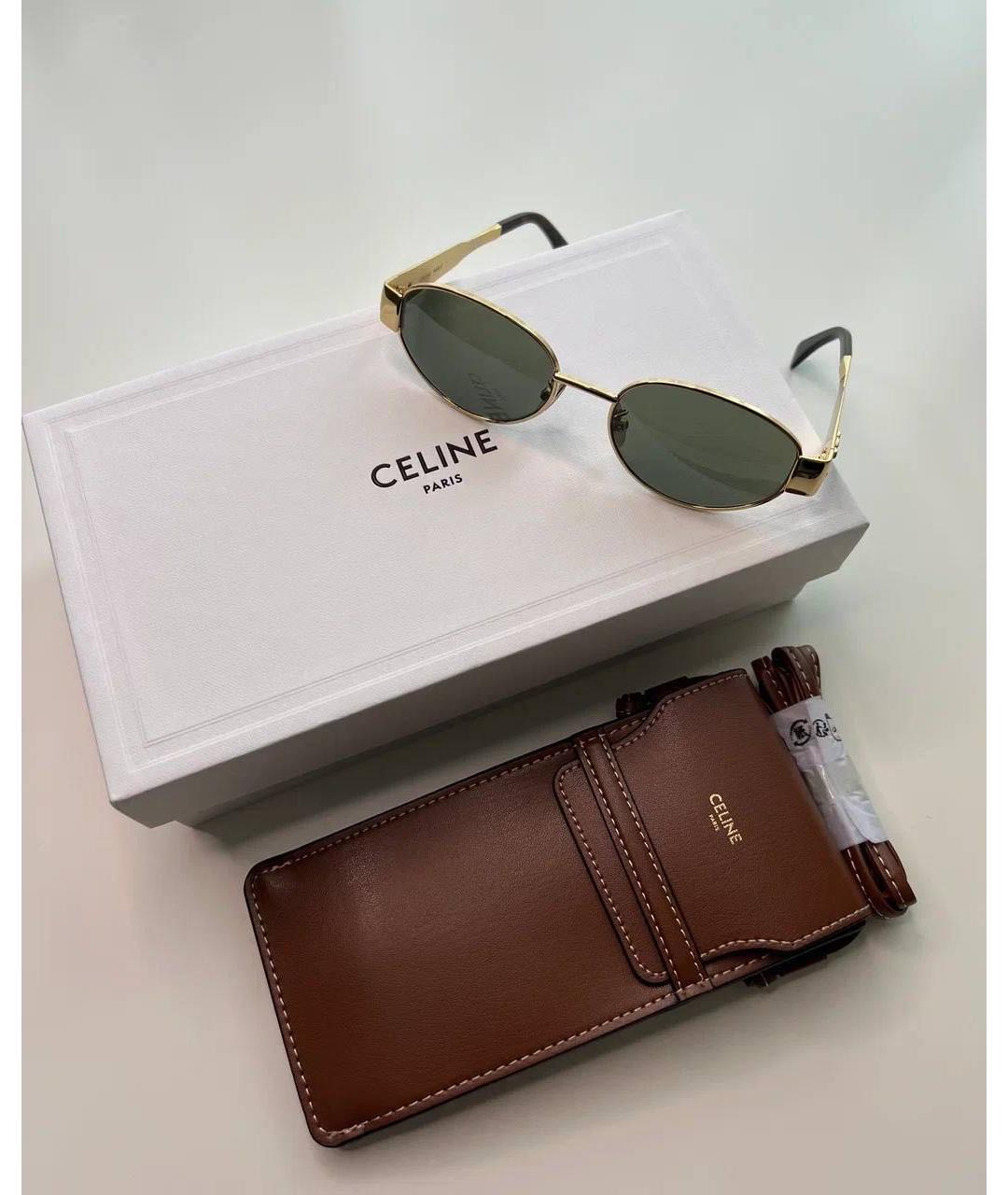 CELINE Золотые металлические солнцезащитные очки, фото 6