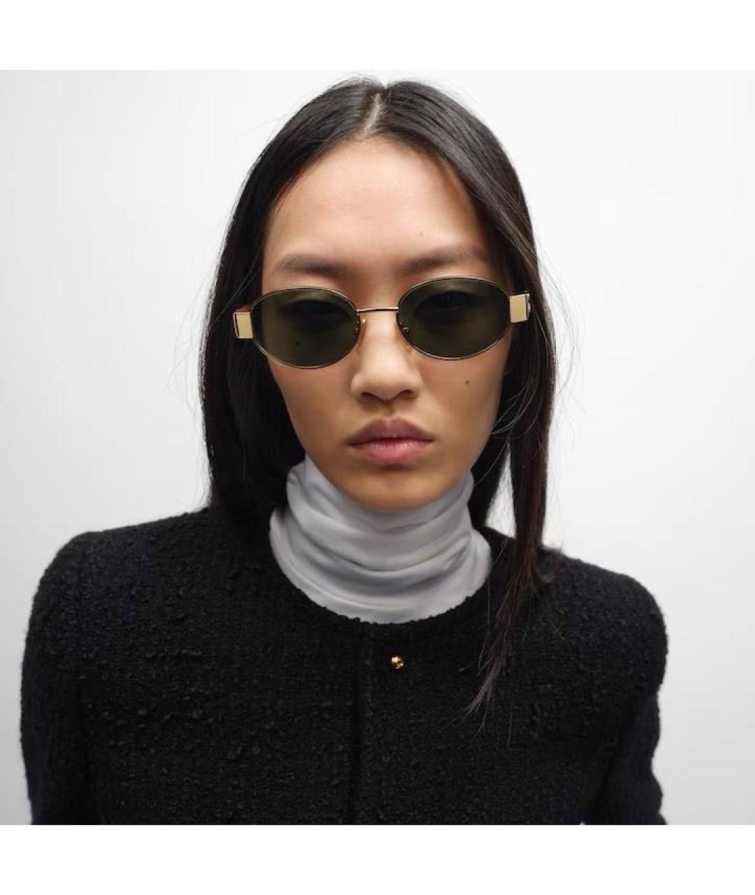 CELINE Золотые металлические солнцезащитные очки, фото 3