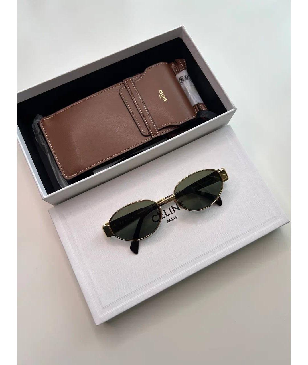 CELINE Золотые металлические солнцезащитные очки, фото 5