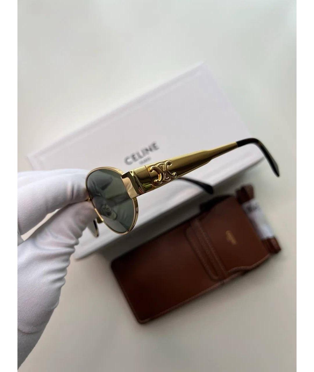 CELINE Золотые металлические солнцезащитные очки, фото 8