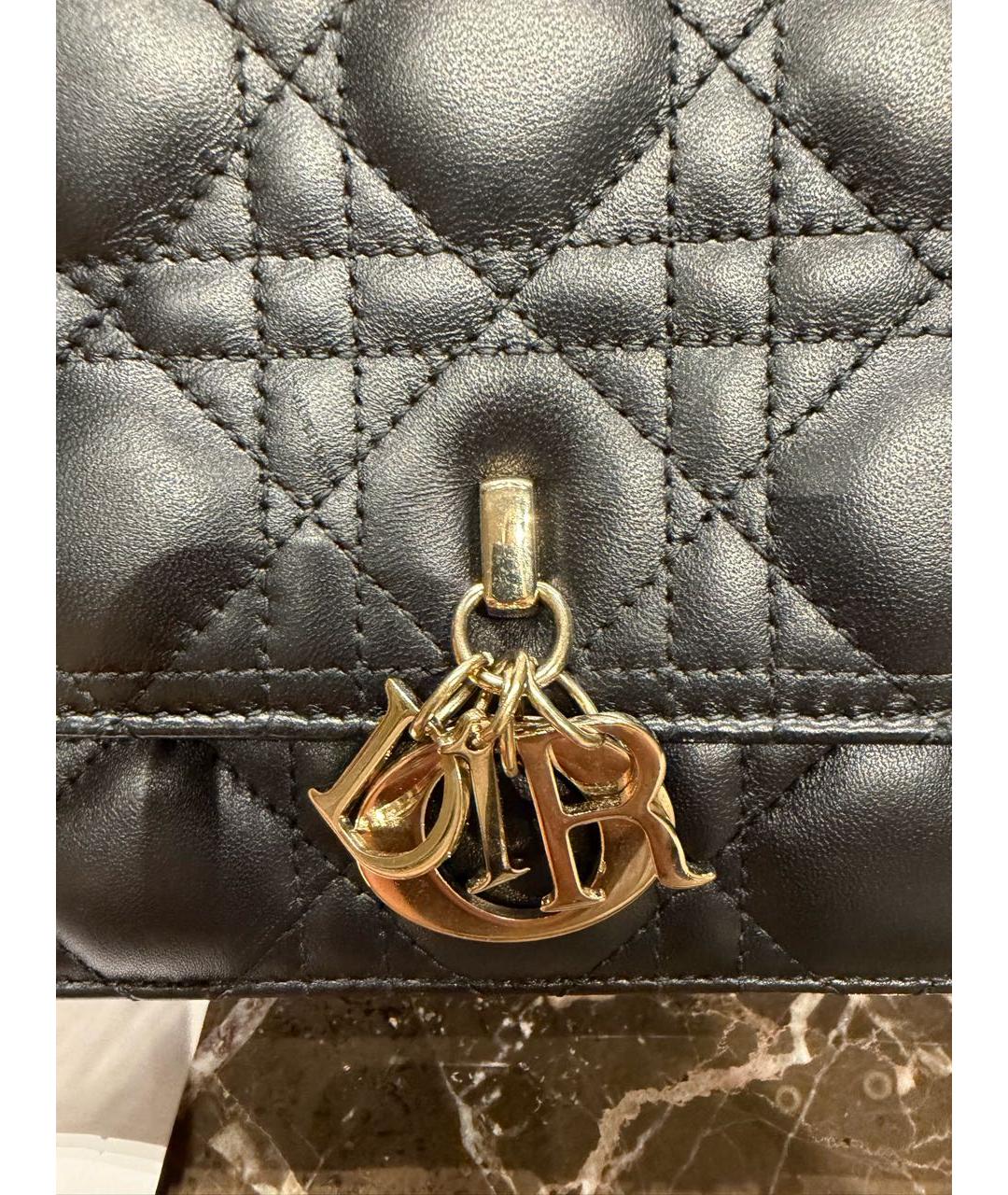 CHRISTIAN DIOR Черная кожаная сумка с короткими ручками, фото 5